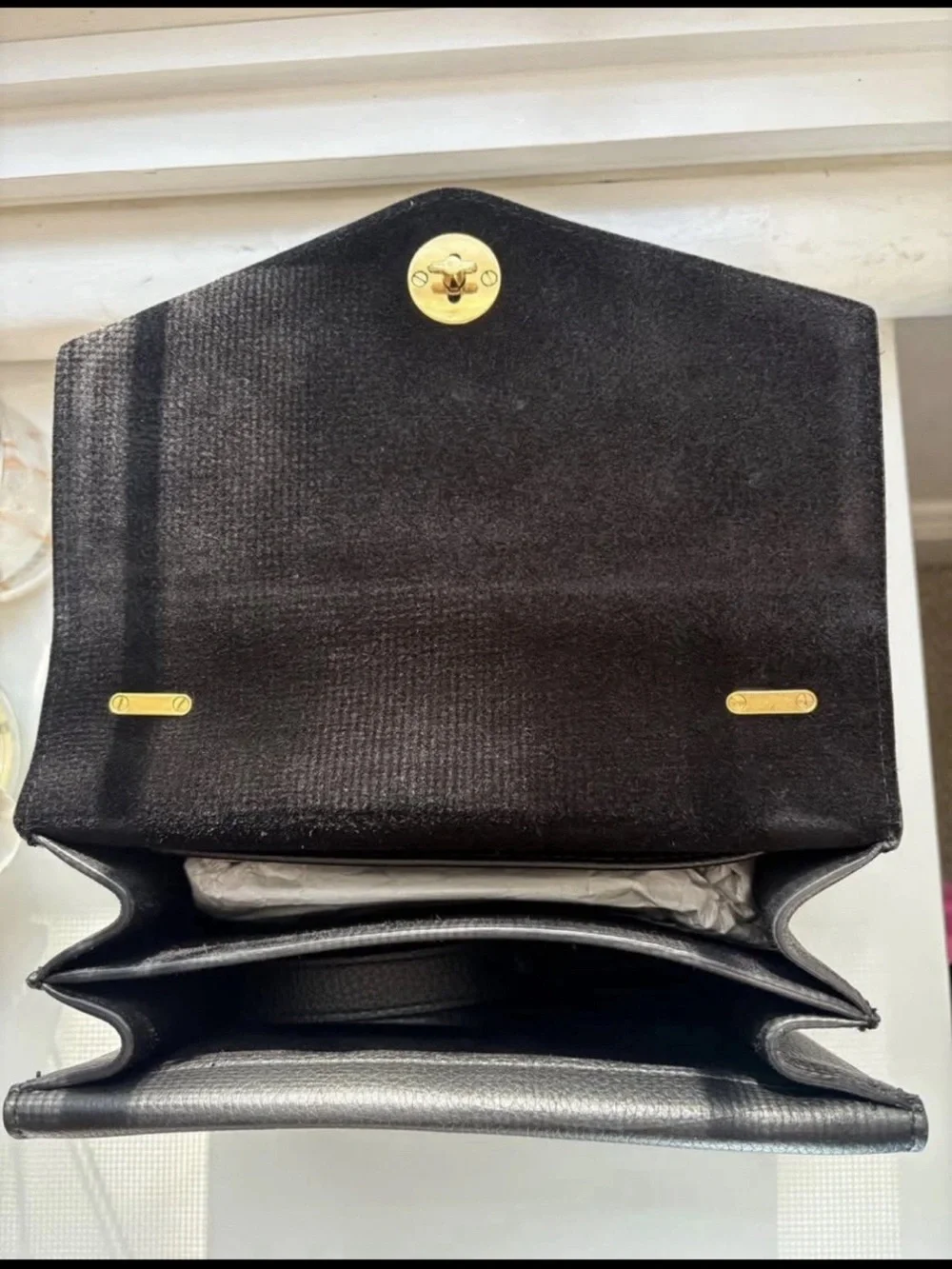 Mulberry Black Leather Satchel with Gold Ring Detail